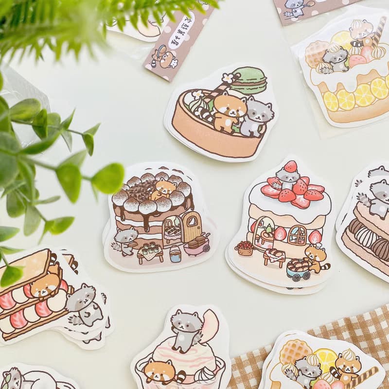 防水貼紙/浣熊菓子屋大貼紙-巧克力蛋糕屋
