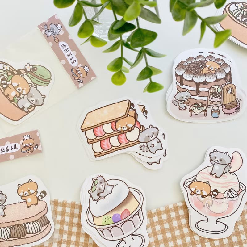 防水貼紙/浣熊菓子屋大貼紙-巧克力蛋糕屋
