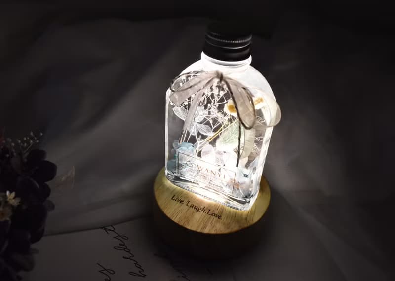 Tiffany蒂芬妮浮游花小夜燈/可刻字/乾燥花/永生花/生日聖誕樹