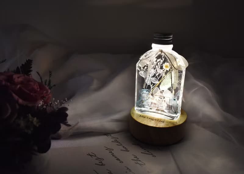 Tiffany蒂芬妮浮游花小夜燈/可刻字/乾燥花/永生花/生日聖誕樹