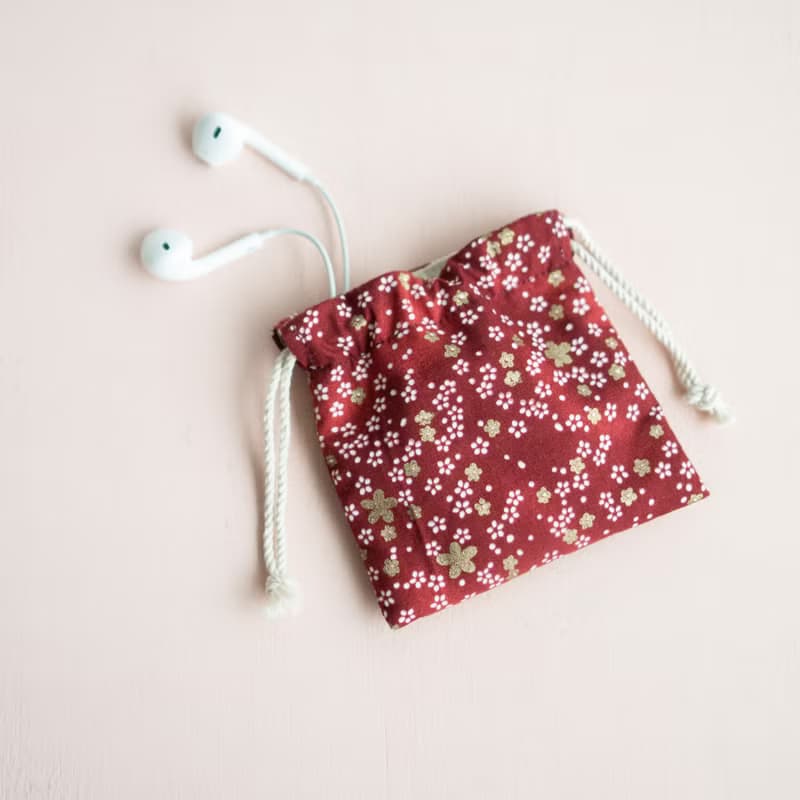 小花針線房.最新品.10公分束口小錦囊.耳機.airpods.收納袋.小包