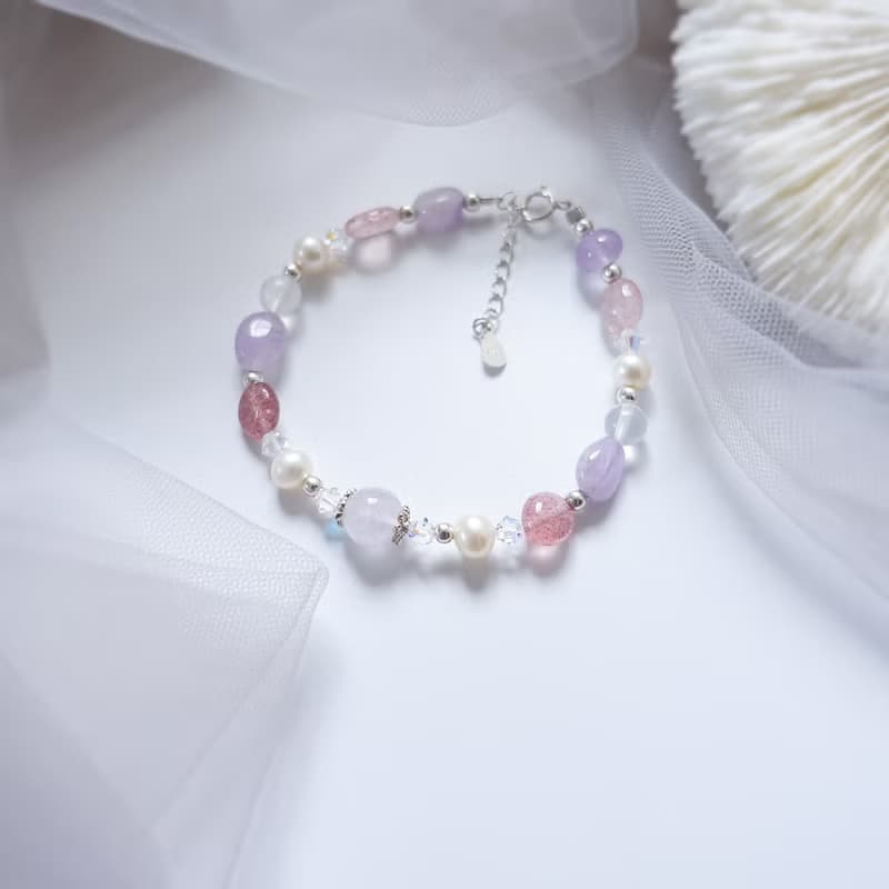 維納斯的祝福 粉晶 薰衣草紫水晶 淡水珍珠 925純銀 手鍊