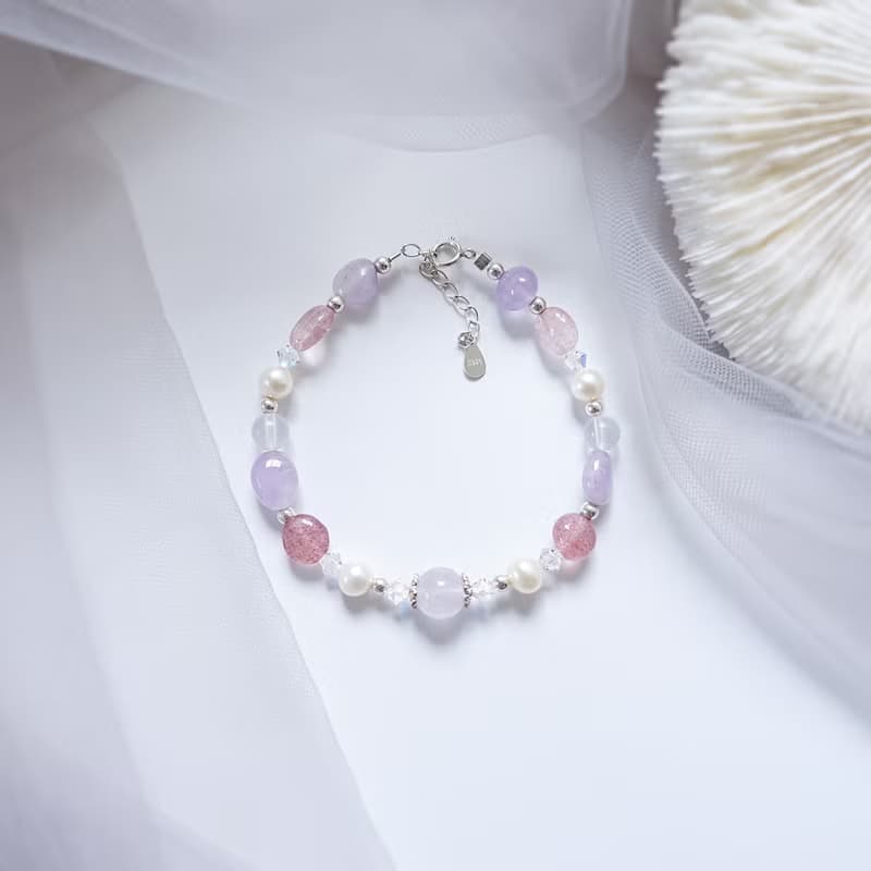 維納斯的祝福 粉晶 薰衣草紫水晶 淡水珍珠 925純銀 手鍊