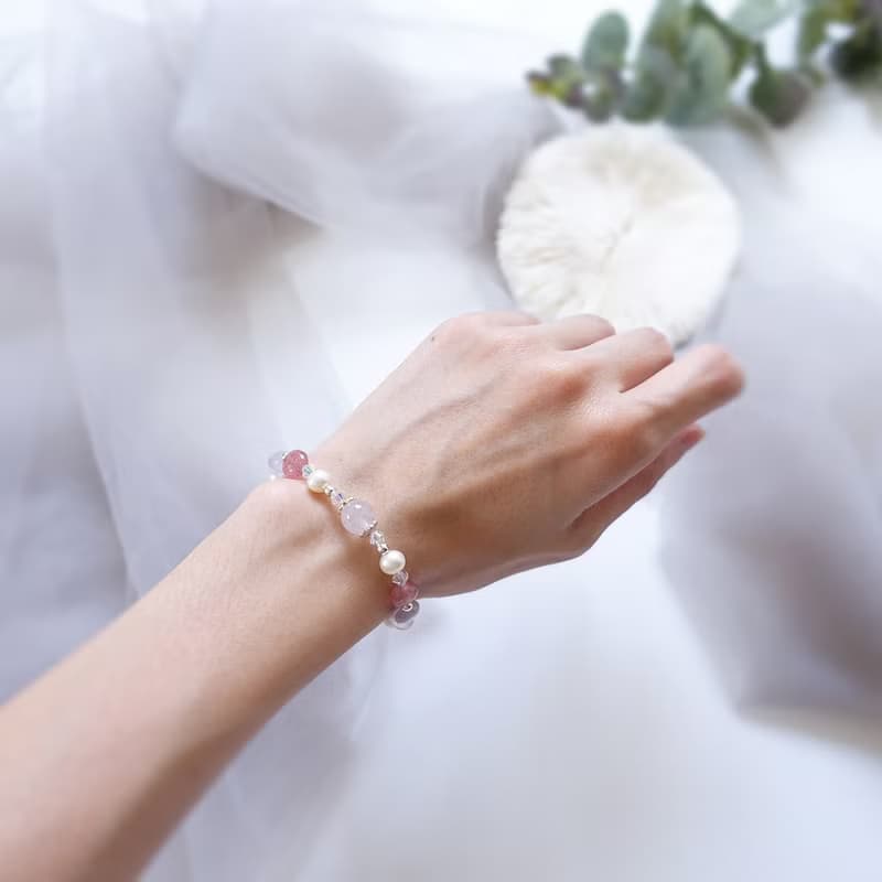 維納斯的祝福 粉晶 薰衣草紫水晶 淡水珍珠 925純銀 手鍊
