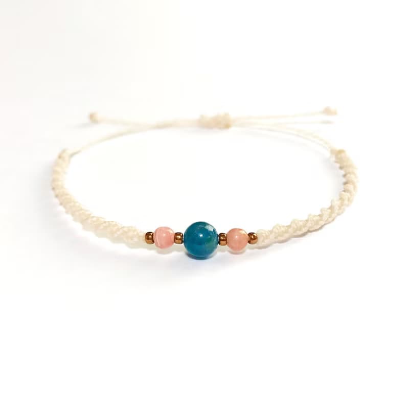 Apatite Rhodochrosite gemstone macrame knot bracelet
