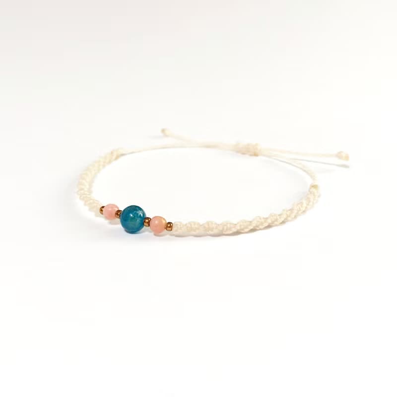 Apatite Rhodochrosite gemstone macrame knot bracelet