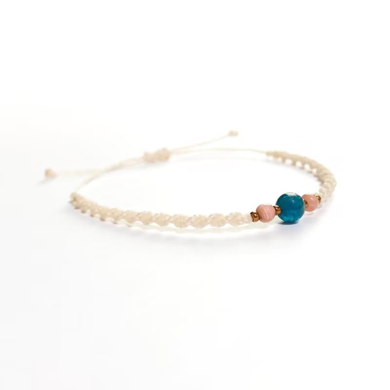 Apatite Rhodochrosite gemstone macrame knot bracelet