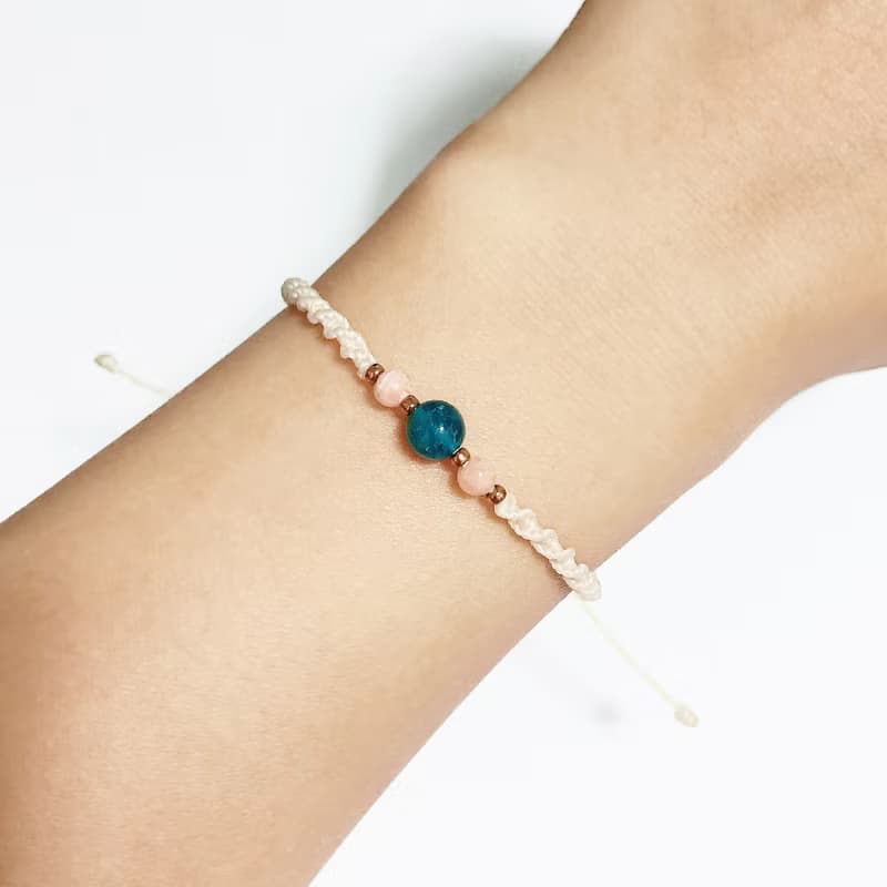 Apatite Rhodochrosite gemstone macrame knot bracelet