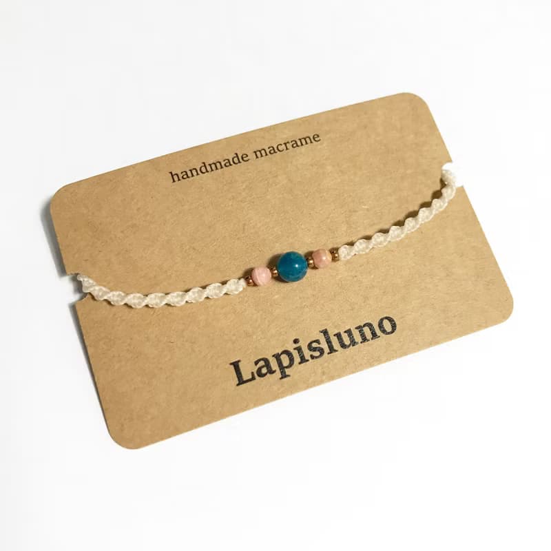 Apatite Rhodochrosite gemstone macrame knot bracelet