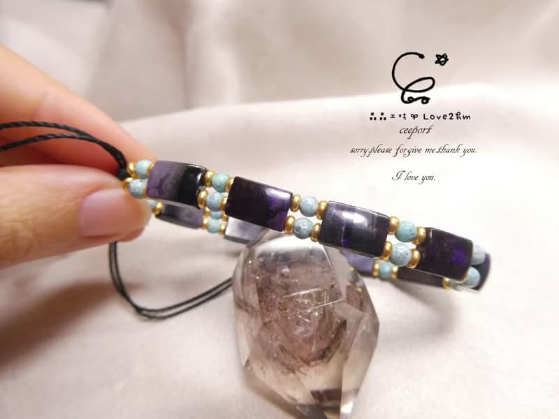 晶晶工坊*Love2hm【紫瀲 叁】 舒俱萊/原礦綠松石 設計手鍊