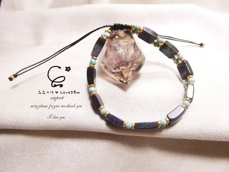 晶晶工坊*Love2hm【紫瀲 叁】 舒俱萊/原礦綠松石 設計手鍊