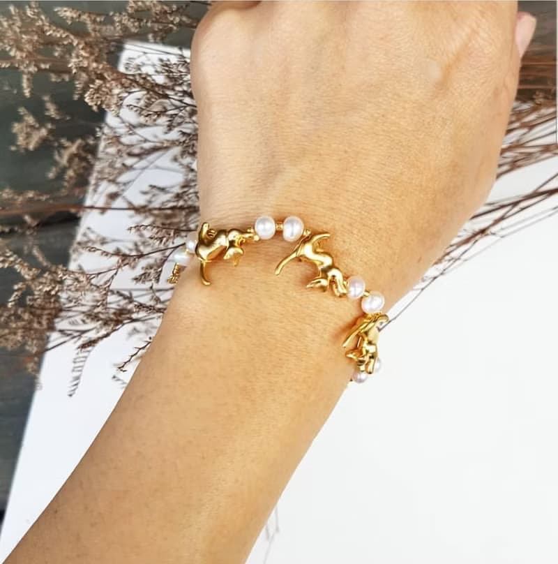 -貓咪造型0.5cm天然小珍珠項鍊_手項鍊活動雙用設計款