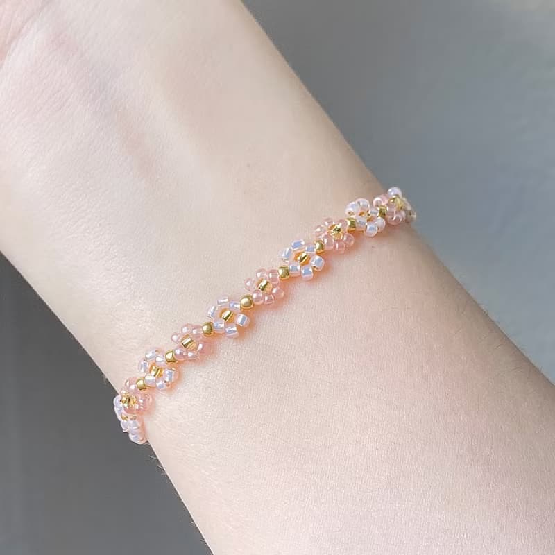 Beaded Flower Bracelet Gold Collection (13-21cm)