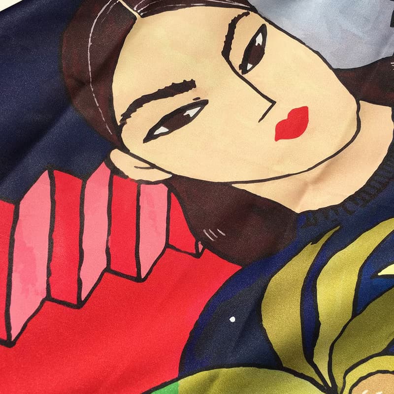 Midnight and Morning - Woman and Bird silk polyester scarf