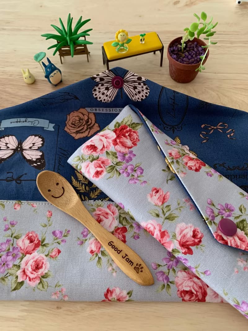 文青風環保純棉筷袋 花若盛開 蝴蝶自來 柔情紫  完美生活日本 潮