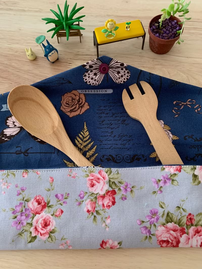 文青風環保純棉筷袋 花若盛開 蝴蝶自來 柔情紫  完美生活日本 潮