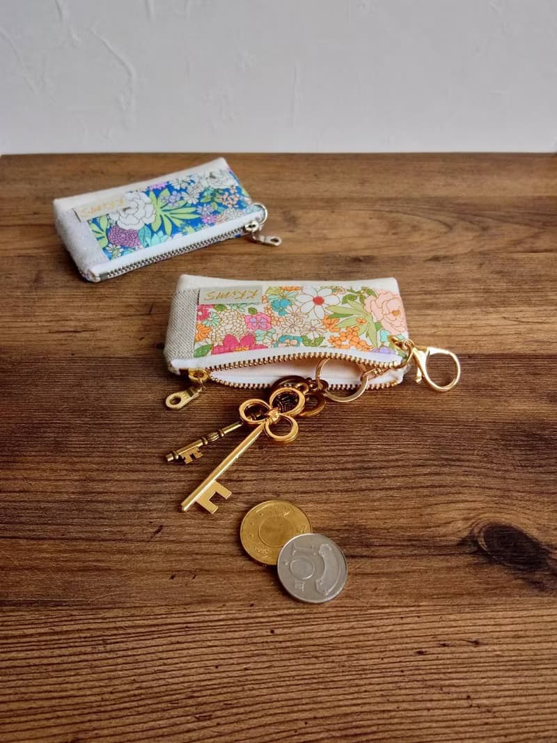 【KTG/三角磚鑰匙包(小)】花海 紫藍 橘粉 日本帆布