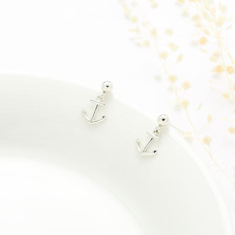 【Angel & Me】穩定 船錨 s925 純銀耳環 耳夾 情人節 生日禮物