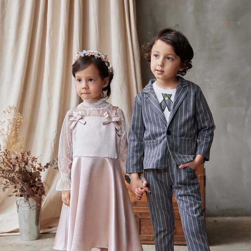 Charles系列灰色直條西裝外套褲子三件組