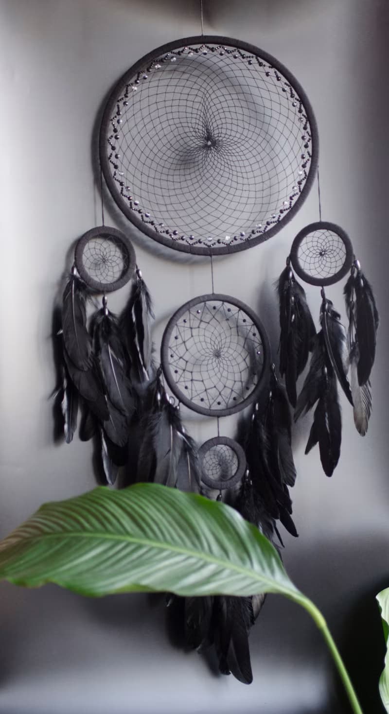 Large Dreamcatcher – Handmade Multi-Ring Boho Wall Decor, Black or White Option