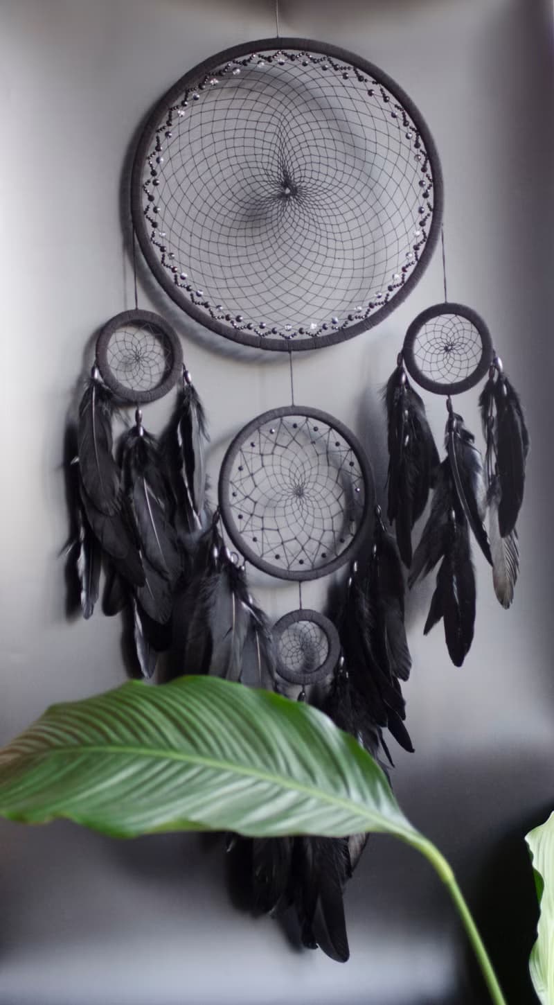 Large Dreamcatcher – Handmade Multi-Ring Boho Wall Decor, Black or White Option