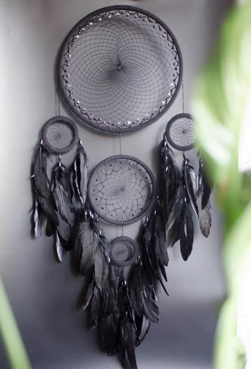 Large Dreamcatcher – Handmade Multi-Ring Boho Wall Decor, Black or White Option