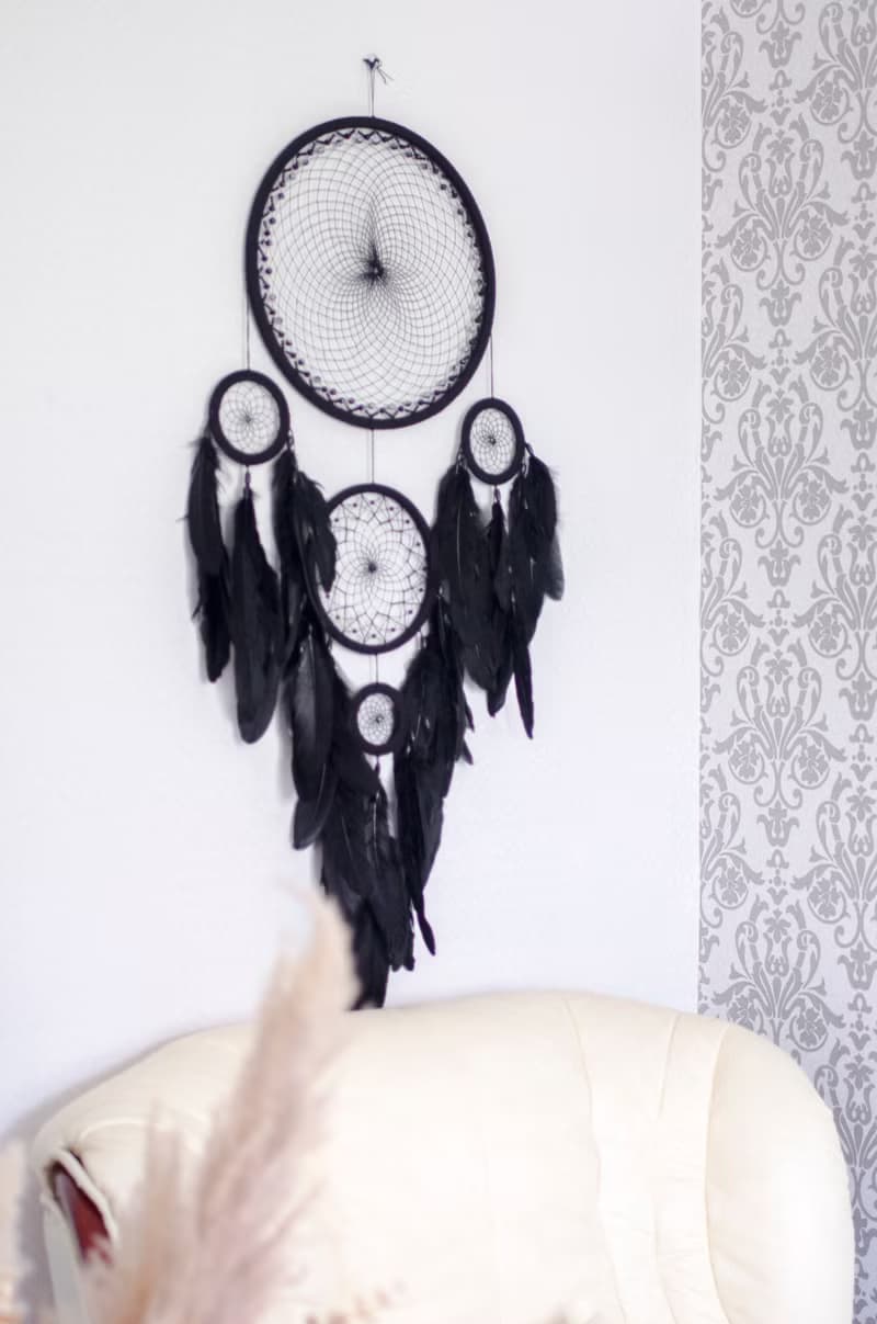 Large Dreamcatcher – Handmade Multi-Ring Boho Wall Decor, Black or White Option