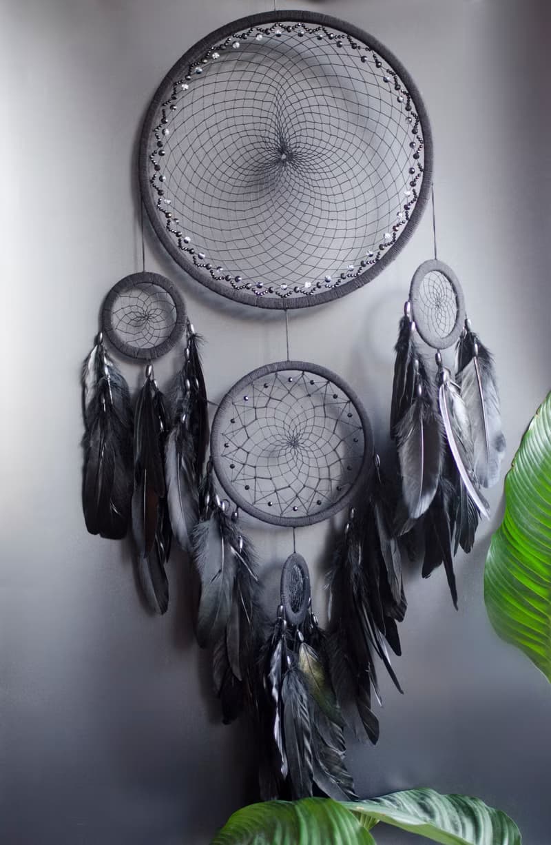 Large Dreamcatcher – Handmade Multi-Ring Boho Wall Decor, Black or White Option