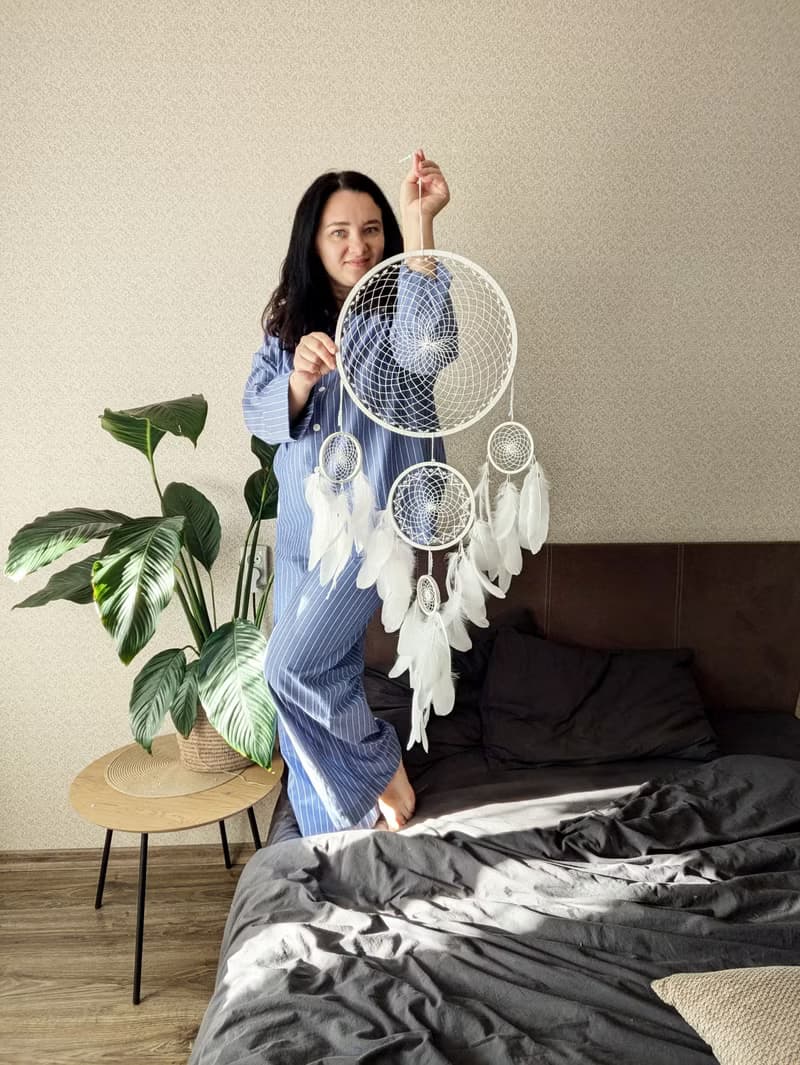 Large Dreamcatcher – Handmade Multi-Ring Boho Wall Decor, Black or White Option