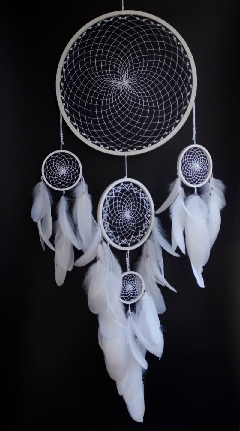 Large Dreamcatcher – Handmade Multi-Ring Boho Wall Decor, Black or White Option
