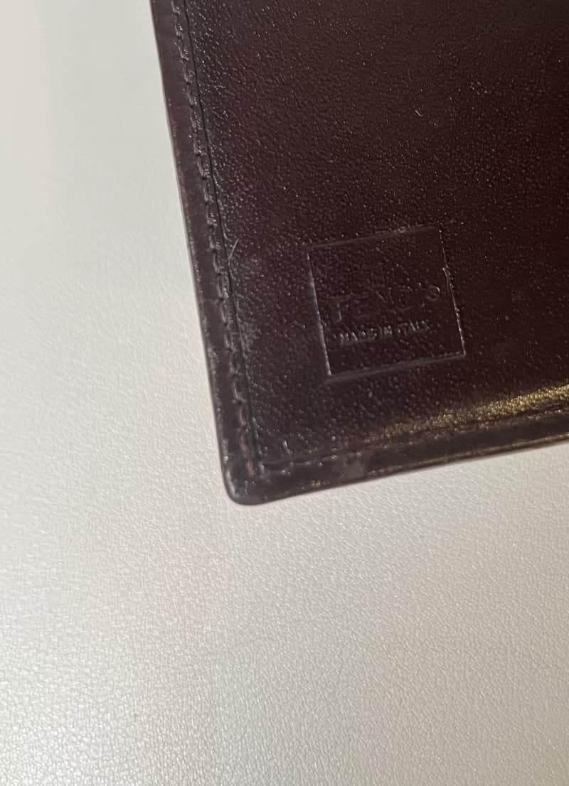 Fendi啡色老花皮革錢包皮革短夾 日本中古vintage