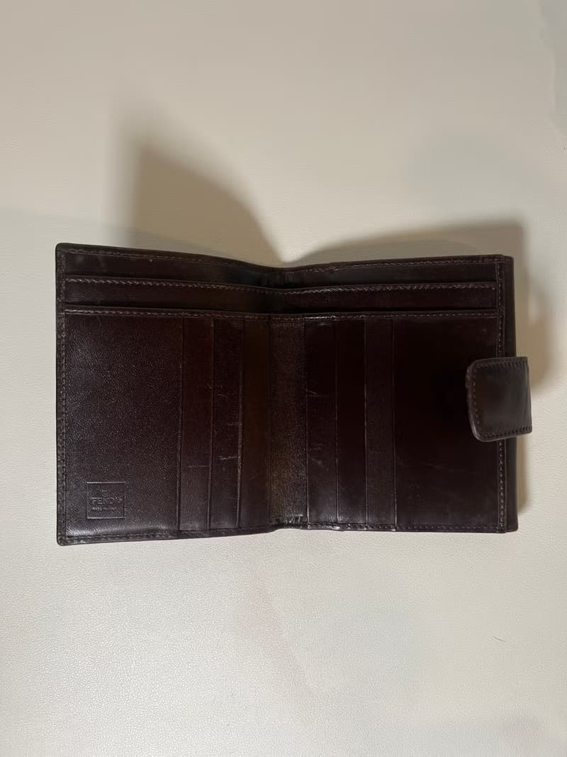 Fendi啡色老花皮革錢包皮革短夾 日本中古vintage