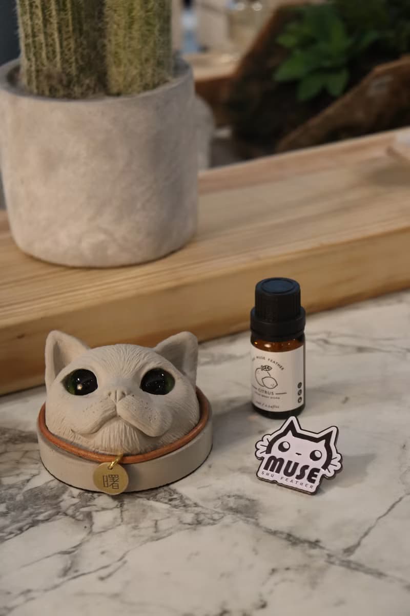 曙MUSE 貓咪頭水泥擴香石擺飾 送精油 送徽章