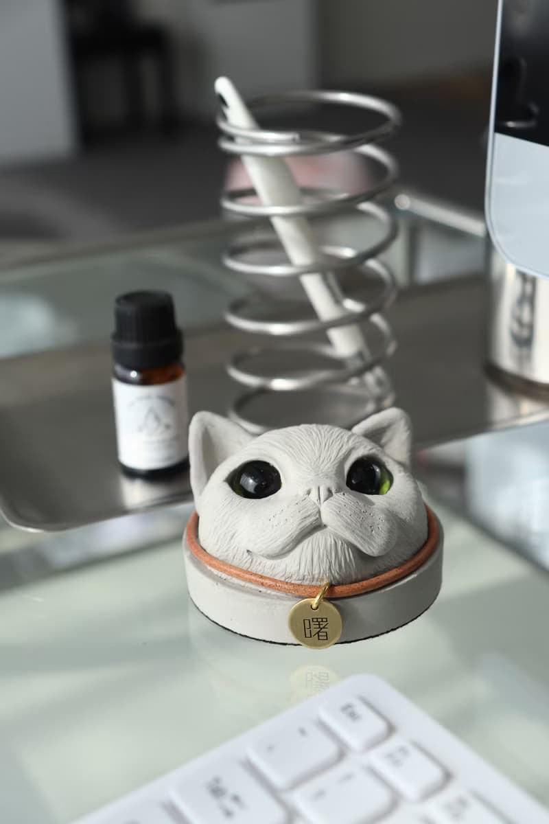 曙MUSE 貓咪頭水泥擴香石擺飾 送精油 送徽章