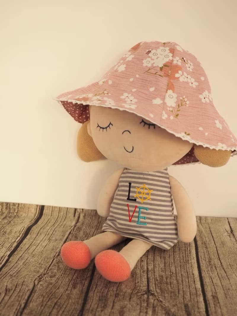 手工製作雙面粉紅櫻花帽子/ 粉紅碎花防風防曬帽子 適合小孩成人