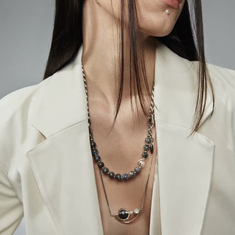 海潮拉長石珍珠項鍊 Tidal labradorite pearl necklace