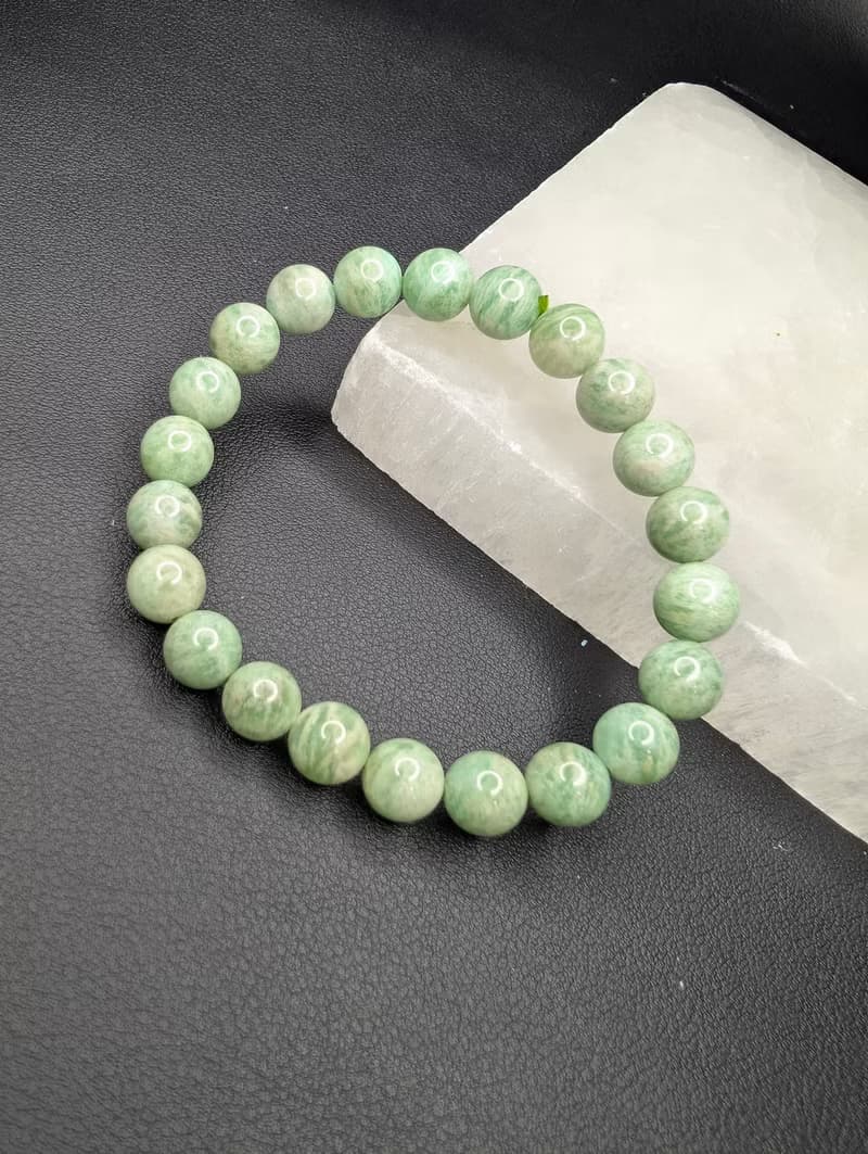 罕有綠色天河石 手串 手鍊 天然水晶 水晶手串 8.5mm 水晶手鍊