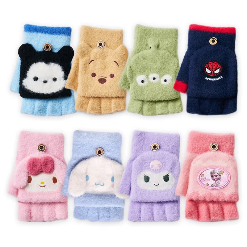 【ONEDER】三麗鷗酷洛米 迪士尼米奇 兒童保暖手套 掀蓋兒童手套