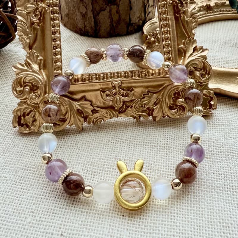 靈光之瞳手鍊・黑金超七、紫鈦晶、藍月光、銅髮晶