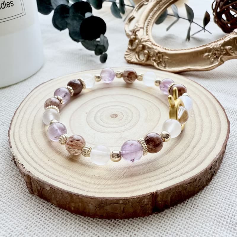 靈光之瞳手鍊・黑金超七、紫鈦晶、藍月光、銅髮晶