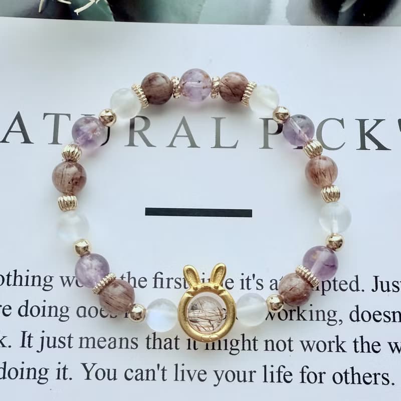 靈光之瞳手鍊・黑金超七、紫鈦晶、藍月光、銅髮晶