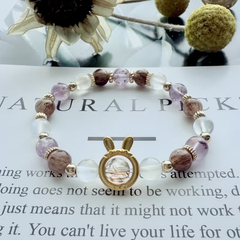 靈光之瞳手鍊・黑金超七、紫鈦晶、藍月光、銅髮晶