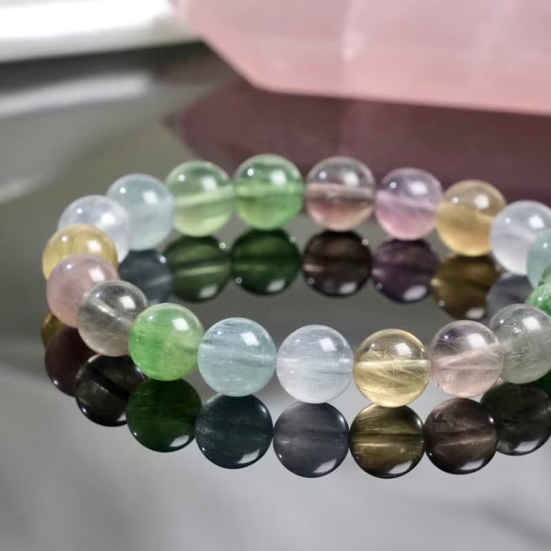 彩虹拉絲螢石│10mm 水晶手鍊 學業運智慧之石 平衡脈輪 開運脈輪