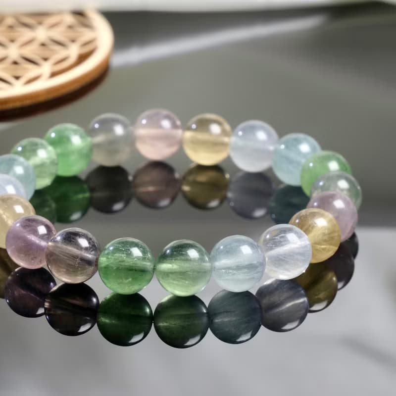 彩虹拉絲螢石│10mm 水晶手鍊 學業運智慧之石 平衡脈輪 開運脈輪