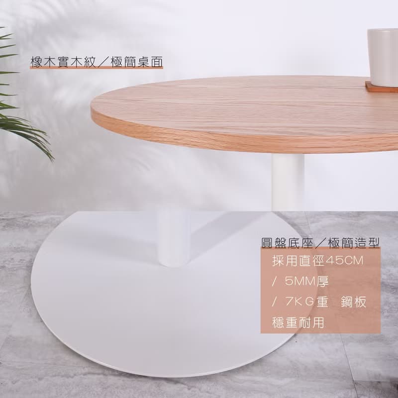 【白色】北歐 極簡 平板餐桌 / 咖啡桌 圓
