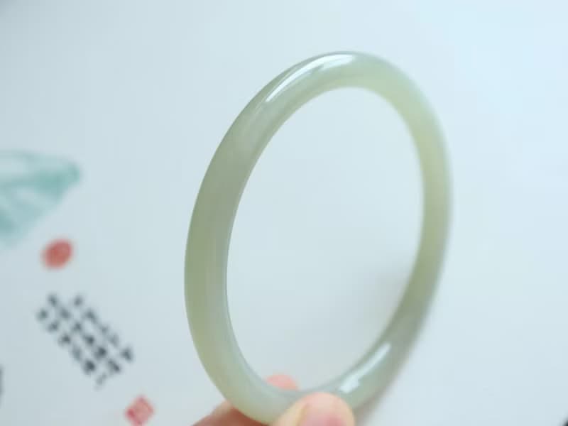 天然晴水和田玉手鐲叮當鐲細圓條手鐲 冰底晴水料細膩油潤59圈口