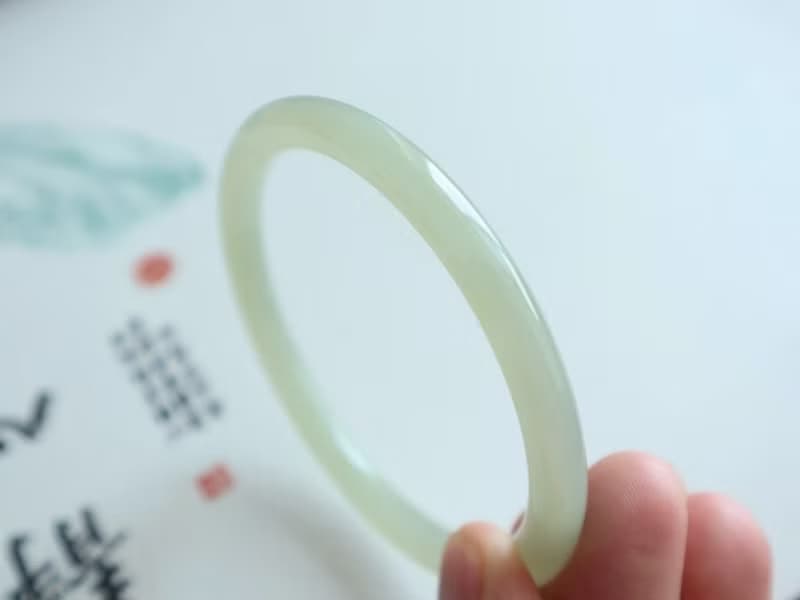 天然晴水和田玉手鐲叮當鐲細圓條手鐲 冰底晴水料細膩油潤59圈口