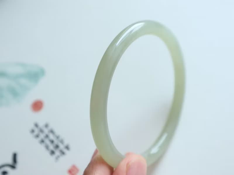 天然晴水和田玉手鐲叮當鐲細圓條手鐲 冰底晴水料細膩油潤59圈口