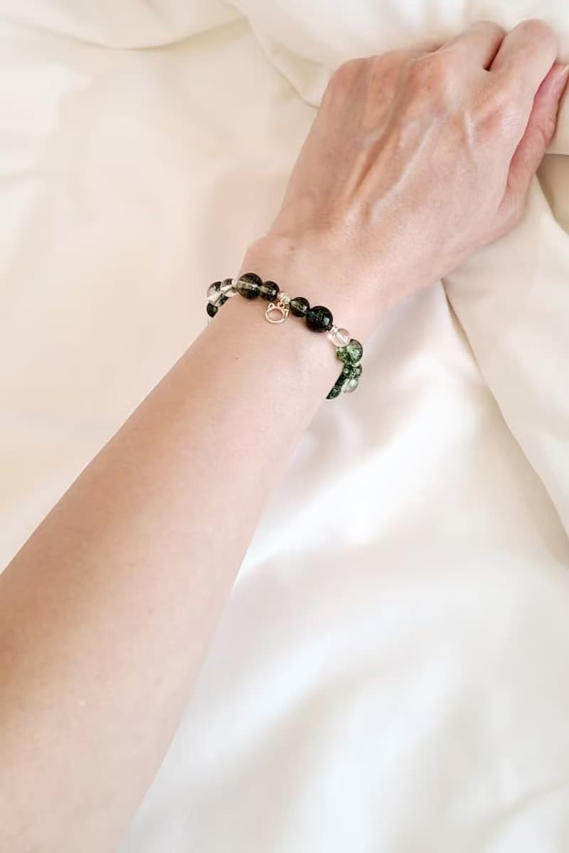 清新氣質 - 天然綠幽靈/白水晶手鍊