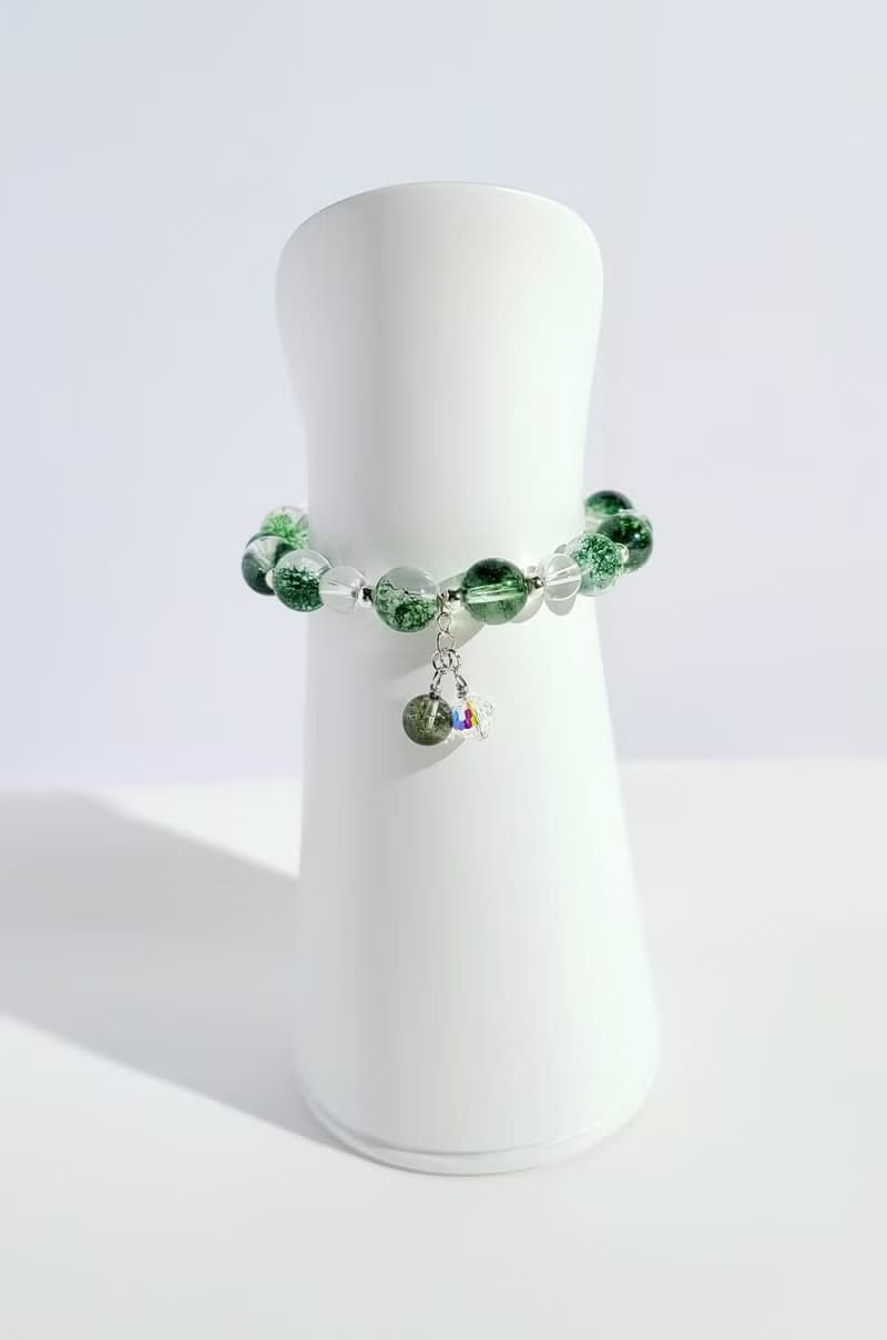 清新氣質 - 天然綠幽靈/白水晶手鍊